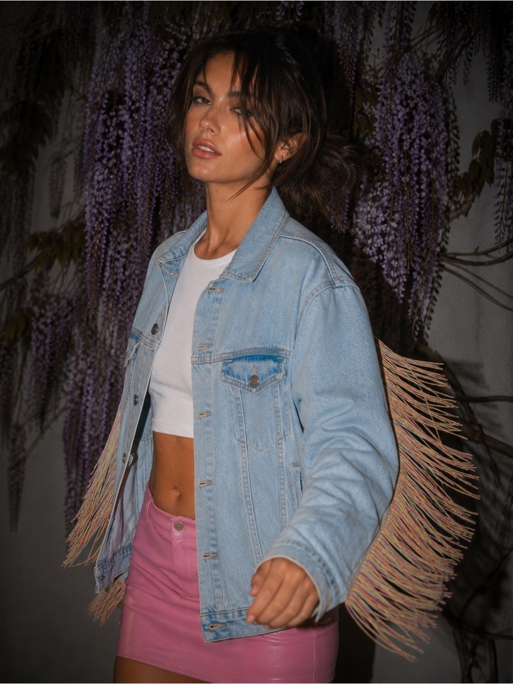 Sparrow Blue Rainbow Fringe Rare Denim Jacket Unisex Oversized Light Denim L